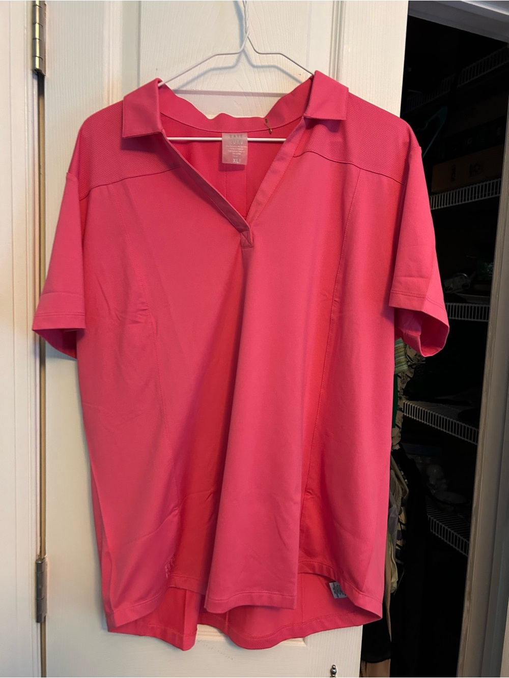 Kate lord Women's Hot Pink Short Sleeve Button-Down Polo Shirt